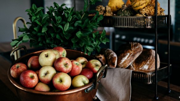 Farm-fresh produce on display in the kitchen.