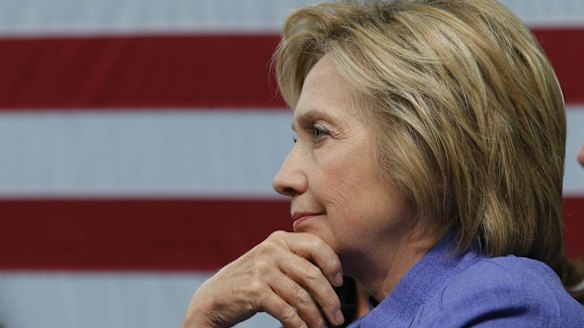 Democratic presidential candidate Hillary Clinton listens to a question during a panel discussion on national security.