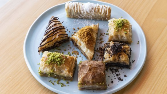 Assorted baklava  pastries with traditional and original flavours.