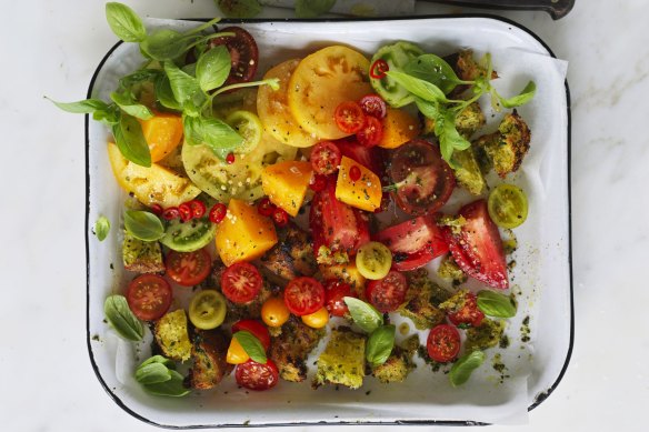 Heirloom tomato and bread salad.