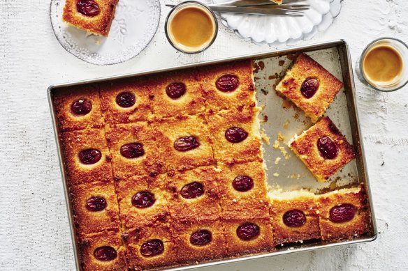 Grape and almond basbousa.