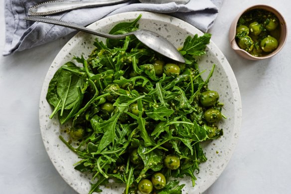 Green olive and oregano salad.