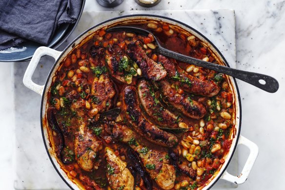 Chicken and sausage cassoulet. 