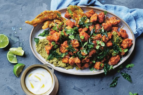 Naturally gluten-free: Keralan fried cauliflower with coconut chutney.