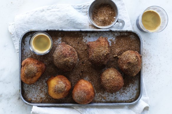 Ricotta and brown sugar doughnuts.