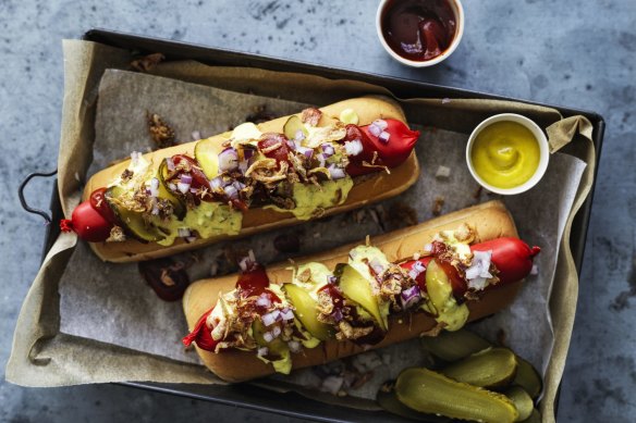 Scandi-style hotdogs with remoulade.