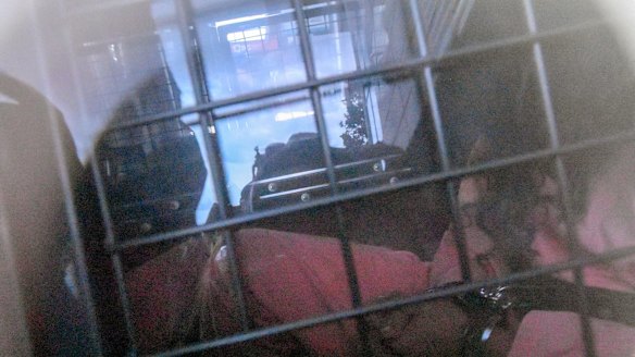 Belal Batka in a prison van after his court appearance on Wednesday. 