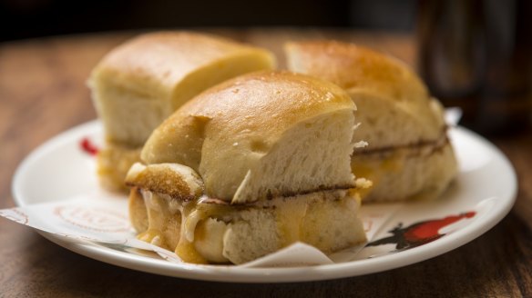 Kaya and rice crisps in brioche.