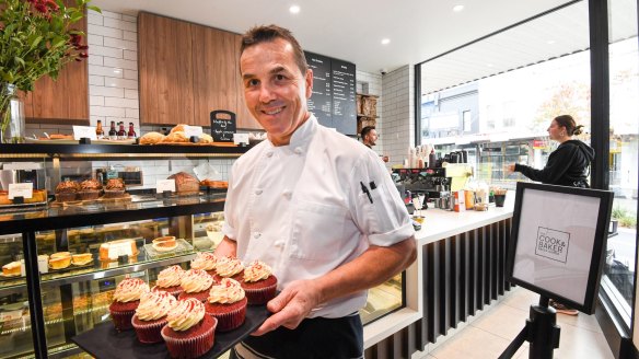 Chef Marco Bonanni shows off cupcakes at the Bondi Junction shop.