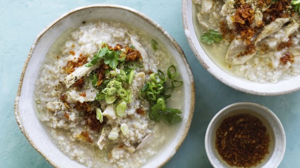 Pick up a supermarket roast chicken for this comforting congee.