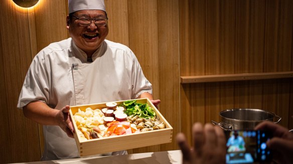 Ingredients prepared to be lightly battered and fried at Tempura Kuon, Haymarket.