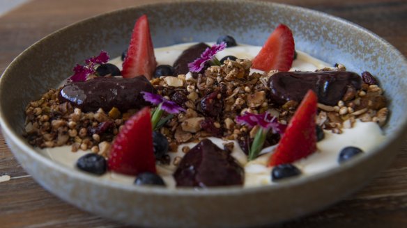 Cacao and puffed quinoa granola at Heart Cafe.