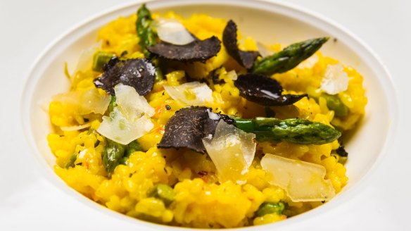 Asparagus risotto with fresh truffle.