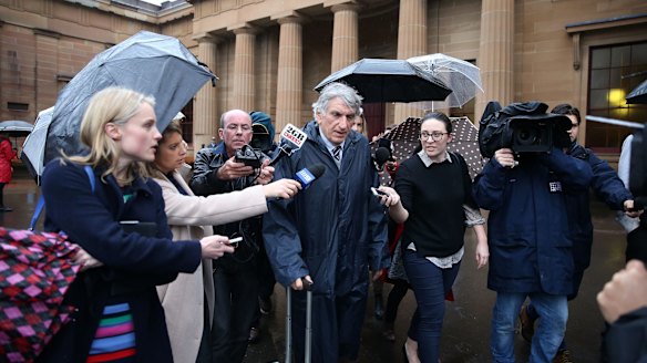Rogerson's lawyer George Thomas speaks to the media after the sentencing on Friday.