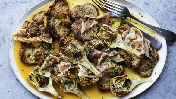 Three of Neil Perry's favourite things on a plate: artichokes, veal and prosciutto.