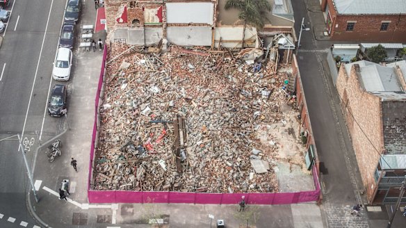 An aerial view of the site the day after the pub was demolished on 15-16 October. 