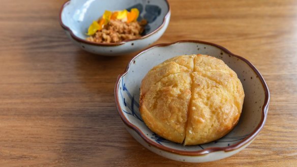 Pineapple buns reimagined as buttermilk sourdough with char siu butter.