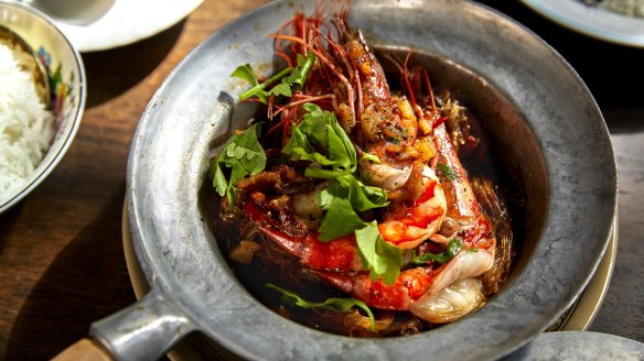 Go-to dish: Baked tiger prawns with vermicelli.