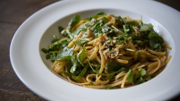 Sean's linguine with lemon, rocket and chilli. 