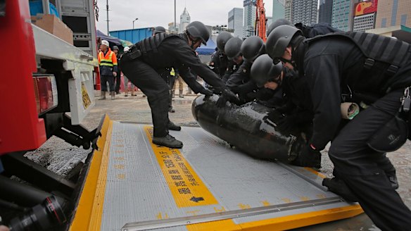 Bomb disposal experts identified it as an American-made 450kg general purpose bomb.