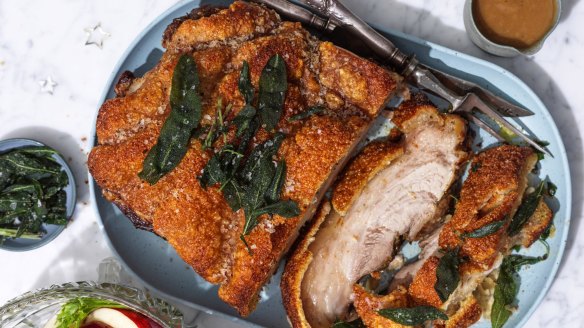 Cracking crackling roast pork and gravy by RecipeTin Eats.