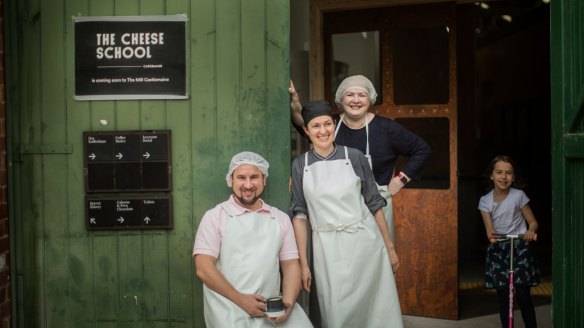 From left: French cheesemakers Ivan and Julie Larcher with Alison Lansley of the Australian Specialist Cheesemakers Association.
