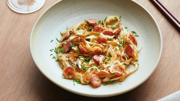 Providoor launched in Melbourne, delivering dishes such as Sunda's marinated squid noodles with Chinese sausage.