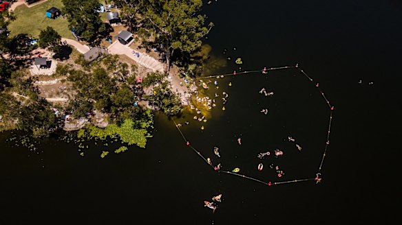 An aerial view of Parramatta Lake. 
