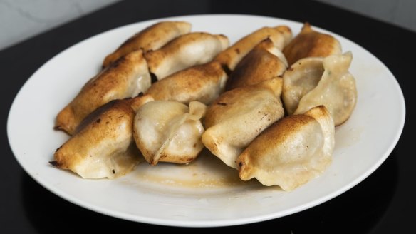 Pan-fried dumplings.