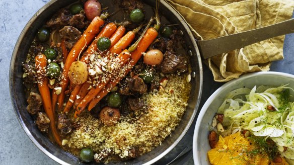 Serve this lamb tagine with cous cous and a seasonal fennel and orange salad.