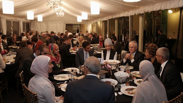 Mr Turnbull and guests at Kirribilli House.