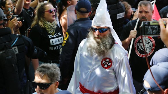 Members of the KKK at the Charlottesville white supremacist rally.