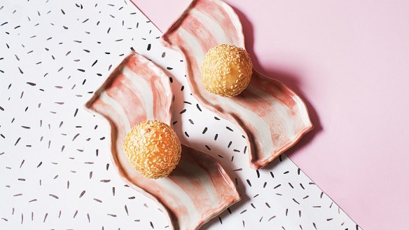 A fun gift for pork lovers: Nani Puspasari's ceramic bacon plates.