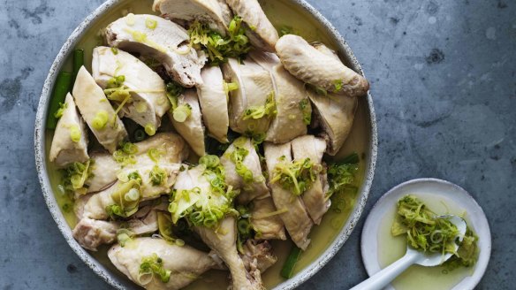 White cut chicken, chopped Chinese-style.