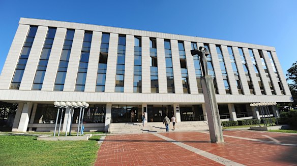 A view of the court building where the trial was held.