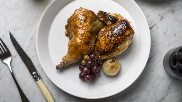 The daily roast changes from burnished chicken (pictured) to lamb shoulder that caves at a nudge.
