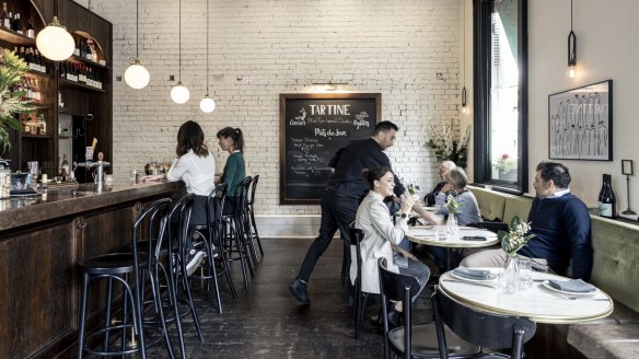 Tartine's airy, vintage room has many nods to France.