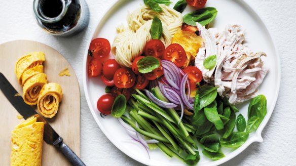Adam Liaw's chicken noodle salad is delicious at any age.