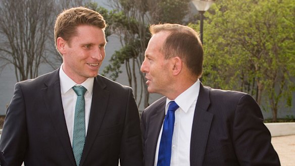 Tony Abbott with Liberal MP Andrew Hastie in 2015.