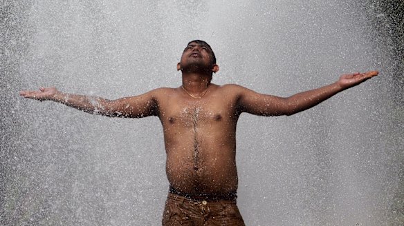 A man cools himself off in Agartala during the recent heatwave that hit India.