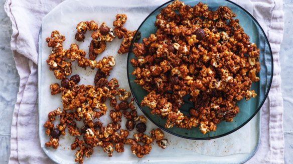 And for our next trick: this spicy, nutty caramel popcorn will disappear.