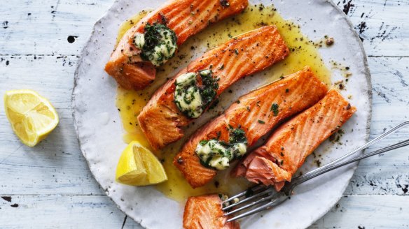 Grilled ocean trout with 'flavour bomb' butter.