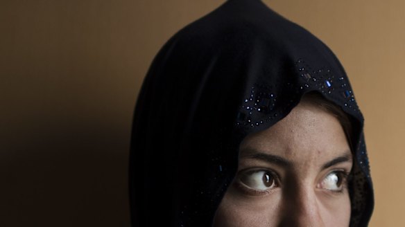 M., a Yazidi teenager who was sold seven times among Islamic State fighters who used her as a sex slave. She is seen here t a camp near Dohuk, Iraq, in January. 