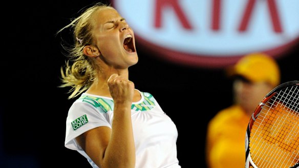 Jelena Dokic in action at the 2009 Australian Open.