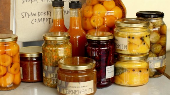 Assorted pickles and preserves at Cornersmith in Sydney.