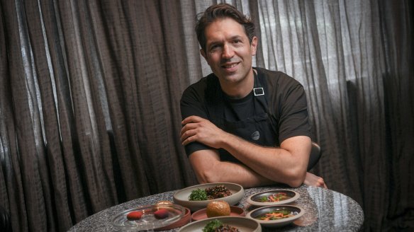Ben Shewry with some of the dishes on the takeaway menu at Attica restaurant. 