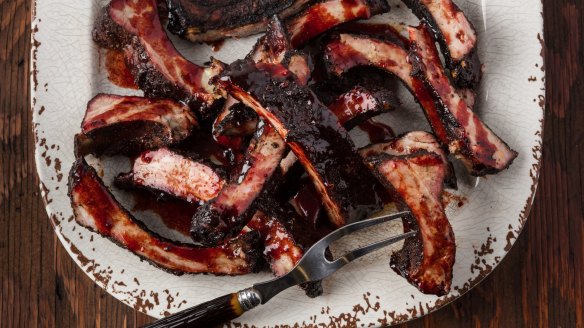 Rule-breaker: Cherry-glazed baby back pork ribs break with the Texas norm of no sauces or glazes.