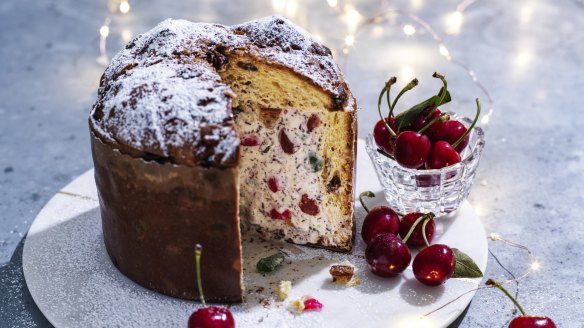 Ice-cream-stuffed panettone.
