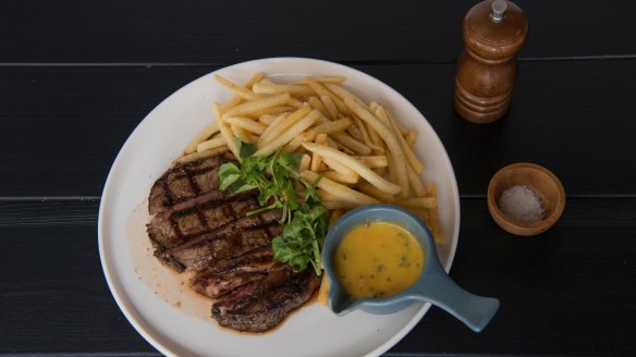 Go-to dish: Grain-fed scotch fillet with shoestring fries, bearnaise and red wine jus.