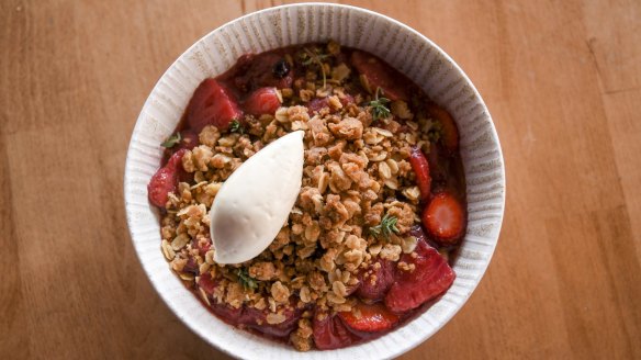 This week's crumble, from unemployed Vue de Monde chef Claire Bryce. 